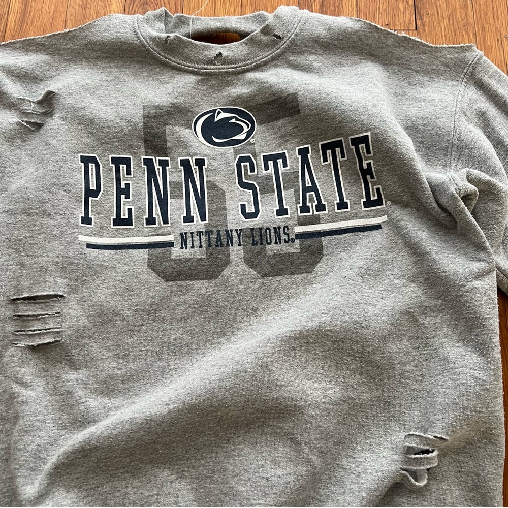 Penn State Cut Distressed Crewneck Small Sweatshirt